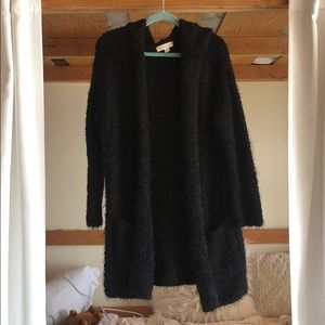 Love stitch long black cardigan